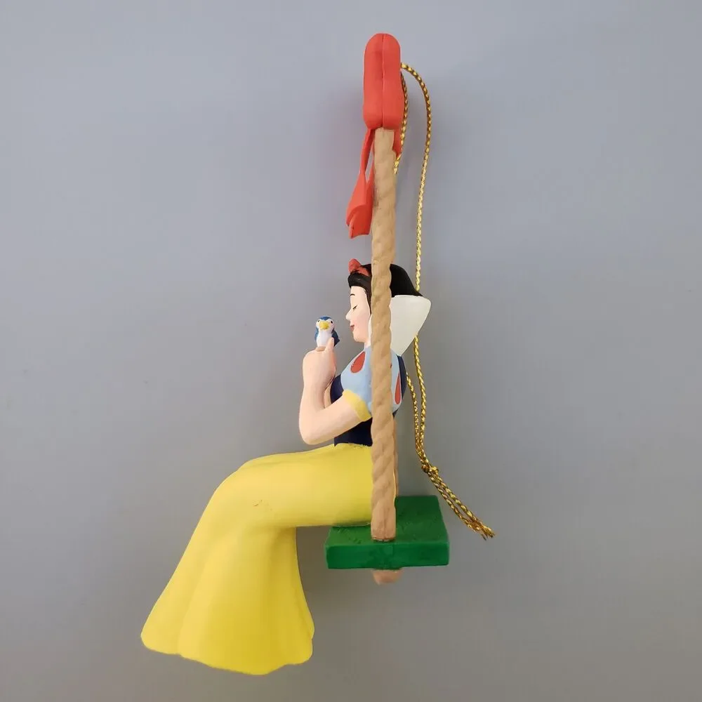 Grolier Disney Snow White Princess on Swing Ornament Blue Bird Red Bow Christmas